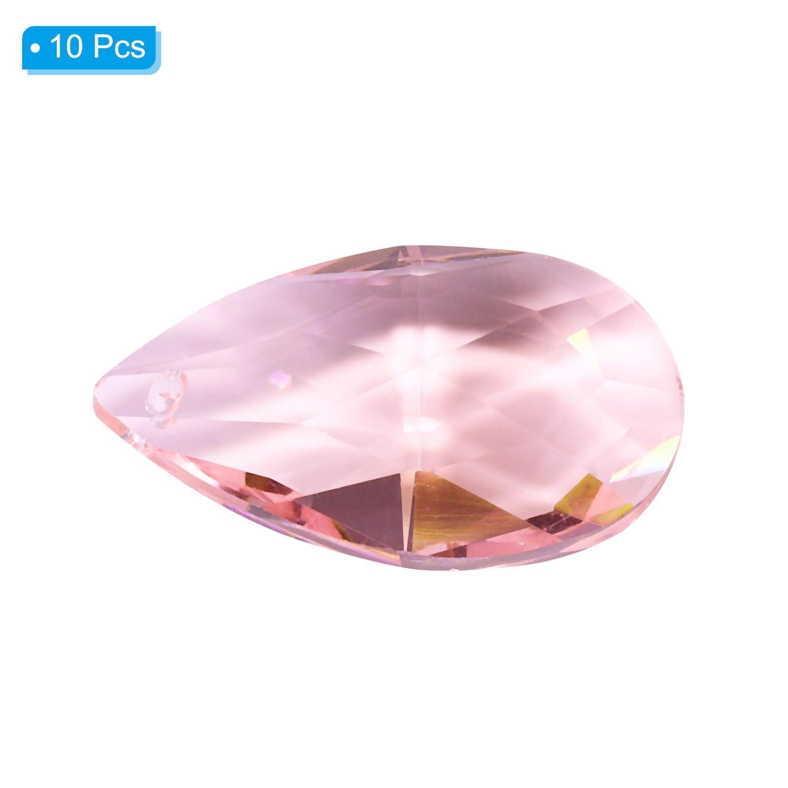 PATIKIL K9 Crystal Pendants Teardrop Beads, 10 Pack 38mm Chandelier Prisms Parts Hanging Beads DIY Lamp for Arts Crafts Decoration Pink - Image 3