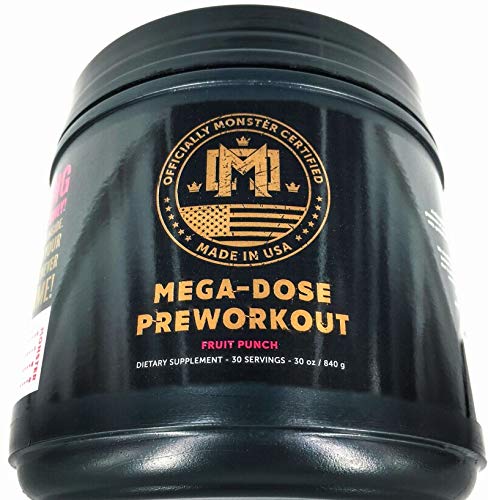PREWORKOUT Energy Drink Mix- Monster Certified MEGA DOSE, 300mg Caffeine Strength, Energy, Focus, VASODILATION, Pump, Pain Reduction, Shred, THERMOGENIC, Set Recovery