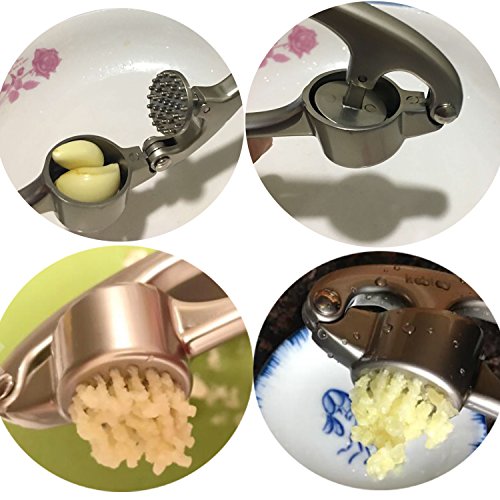 Kebley High-End Garlic Press Stainless steel Professional Heavy Soft-Handled Garlic Press Crush (silver) - Thumbnail 3
