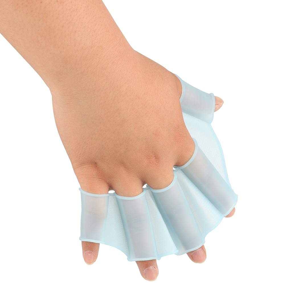 Aletas de natación de Mano 1 par de Guantes acuáticos Aletas de natación con Palma Guantes palmeados para Dedo Paleta para Nadar Buceo(S)