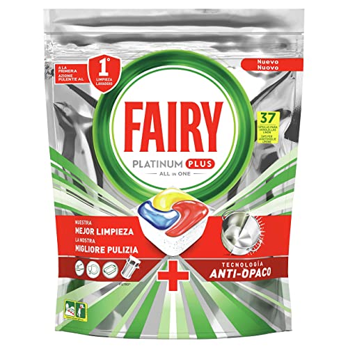 Fairy Platinum Plus Cápsulas para Lavavajillas, Elimina Restos Difíciles, Limón, 37 Cápsulas