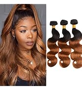 Ombre Human Hair Bundles 1B/30 Body Wave Bundles Brazilian Virgin Human Hair Extensions Two-tone ...