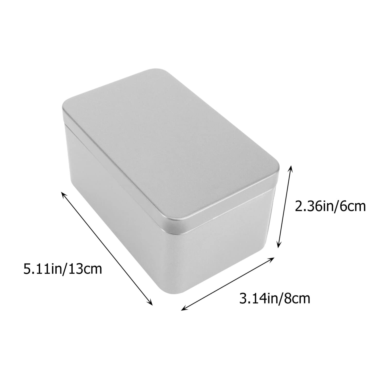 HOMSFOU Rectangular Tin Container Rectangular Empty Tin Box with Lid Tinplate Storage Box Small Cookie Tin Metal Tin Container for Candy Tea Coffee Jewelry Trinket Coin Silver