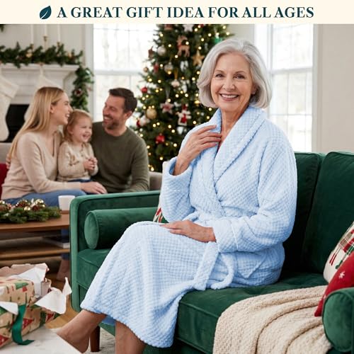 Image of PAVILIA Plush Robe for Women, Soft Fleece Long Spa Robe, Ladies Bathrobe with Pockets