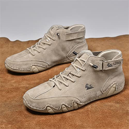 DAGY Men's Chukka Boots Italian Handmade Suede High Boots, Mens Non-Slip Waterproof Shoes, Breathable Hook & Loop Fastener Ankle Boots Chukka2