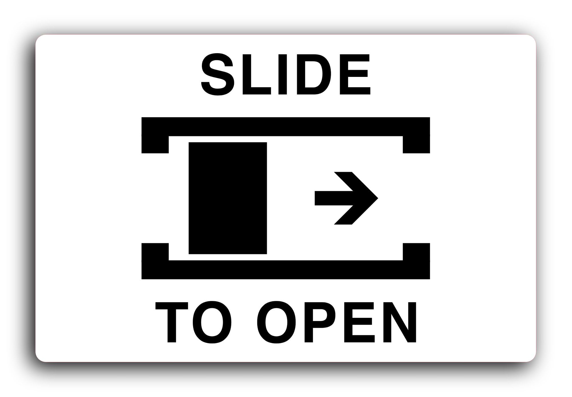 Slide to open instruction Sign – 29.0x19.0cm Brushed Aluminium