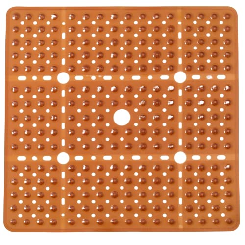 Image of ENKOSI Large Square Shower Mat Non Slip - Bath Mats for Bathroom Non Slip for Shower - Shower Mats for Showers Anti Slip - Shower Grip Mat - Square Bath Mat - Large Shower Mat (Clear Brown 27x27)
