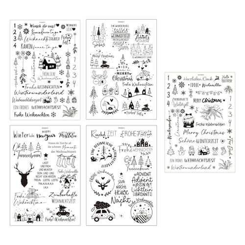 5 Stück Rub On Sticker Weihnachten,Kerzentattoos Aadvent Zahlen,Folie...