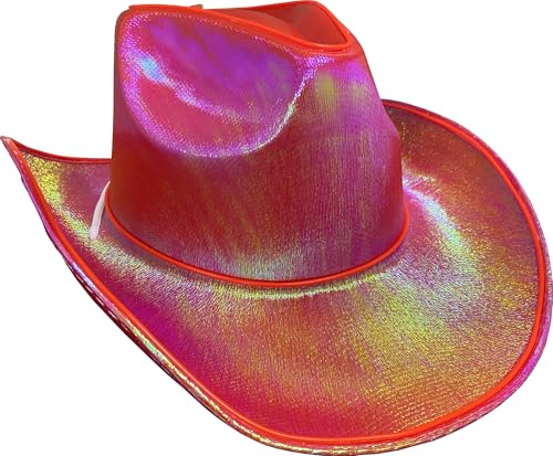 Studio Halloween Adult's Red Cowboy Hat With Party Wire EL Light Up Trim Costume Accessory