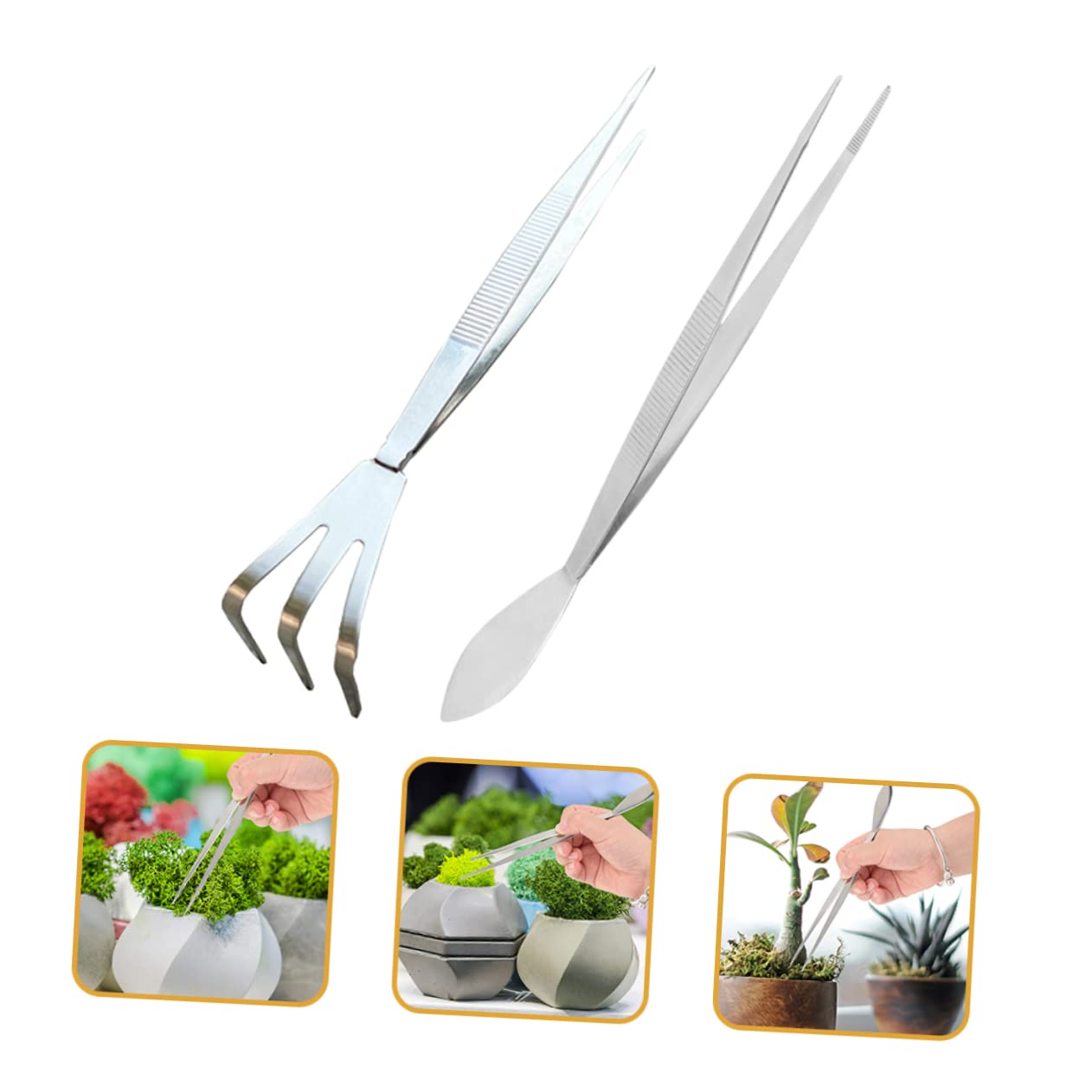 HANABASS 3 Ensembles Pince À Épiler Râteau Multifonction Pour Jardinage Pratique Pour Culture De Bonsai Plantes 2 Pièces * 3