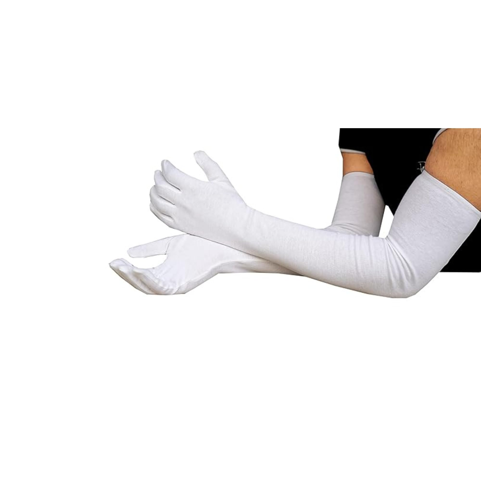 Women & Men Cotton Full Hand Gloves for Biking and Driving, Dust, Pollution and Sunburn Sunlight UV Protection Gloves, Pack of 1 (White, Free) 1