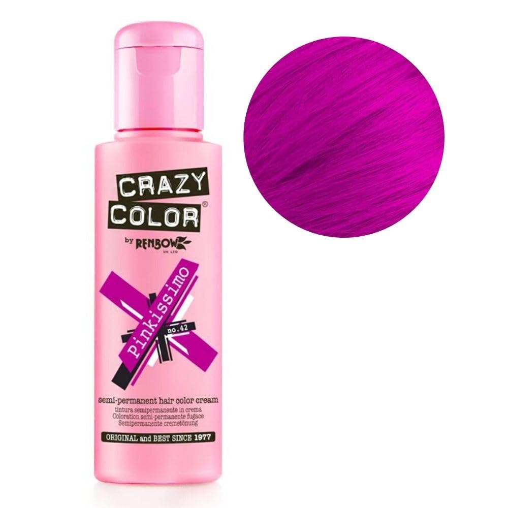 Crazy Color Semi Permanent Hair Colour, Pinkissimo 42, 100 ml