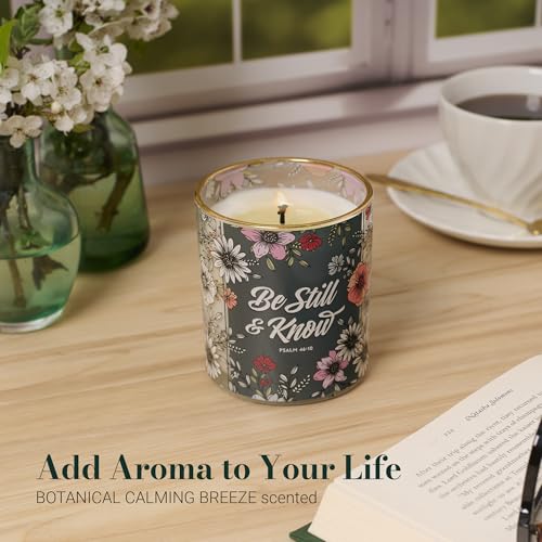 Image of Christian Art Gifts Be Still & Know Scented Candle: Soy Wax, Bible Verse