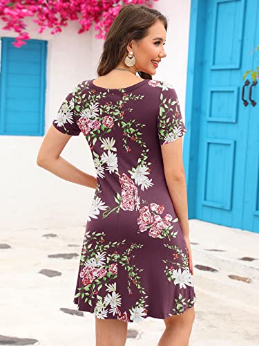 Image of KORSIS Summer Women's Dress Casual T-Shirt Short Sleeve Dresses Swing Flowy Beach Vacation Work Sundress with Pockets