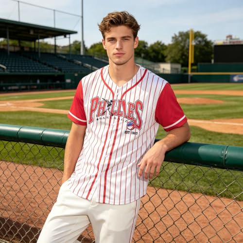 Camiseta de Béisbol para Hombre, Jugador de Béisbol, Secado Rápido con Botones miniatura 5