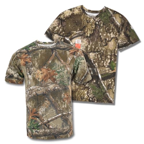 Realtree Camo Crewneck Short Sleeve Shirt Combo Pack- Edge & Blank APX Cotton Blend Tee for Men & Women