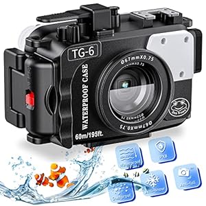 Seafrogs Underwater Camera Housing for Olympus TG-6, Professional Underwater Accessories 195FT/60M for Olympus Tough TG-6 (TG-6-black)
