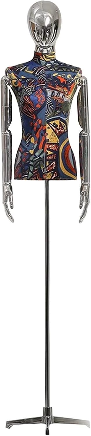 CONGRUI Female Mannequin Torso Adjustable Height 55 11 74 8 Inches Electroplating Head and Arm Can Rotate 360 Be Disassembled(Blue 1)