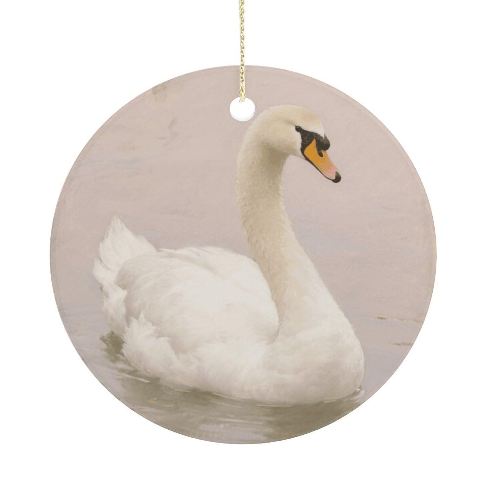 Personalized Christmas Ornaments 2025 Ceramic Hanging Vintage Swan Ornaments with Gold String Double-Sided Vintage Holiday Decorations for Tree Mantel Tabletop Xmas Party Favors
