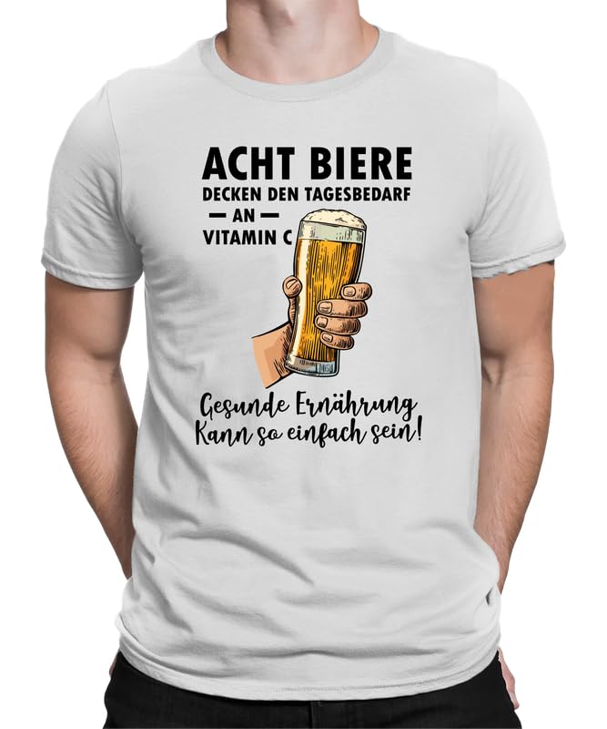Ocho mantas de cerveza que necesitan vitamina C – Divertido traje de cerveza con texto – perfecto para bebedores de cerveza, festivales y mesas de nacionales, Hombres Blanco, M