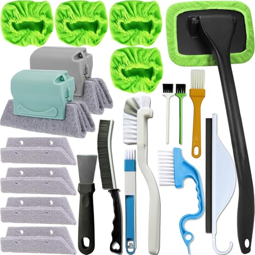CRAFNEW 20Pcs Window Cleaning Kit, Household Cleaning Tools with Squeegee,