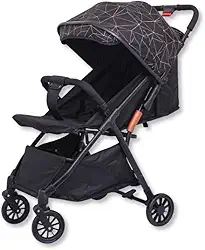 Zippy Toys, Carrinho de Bebê Black Estrutura em Plástico e Ferro Compacto Ideal para Passeios, Preto