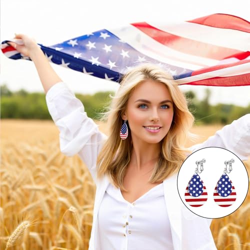 Aretes clip on bandera americana para mujer miniatura 4