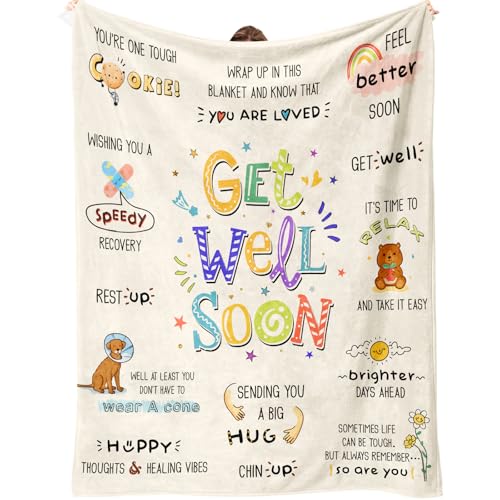 Pozetazas Get Well Gifts for Women After Surgery - Inspirational Gift Blanket, Surgery Recovery Gifts for Sick Women, Cancer Gift, Healing Blanket for Family Friend, Soft Get Well Blanket 60”×50”