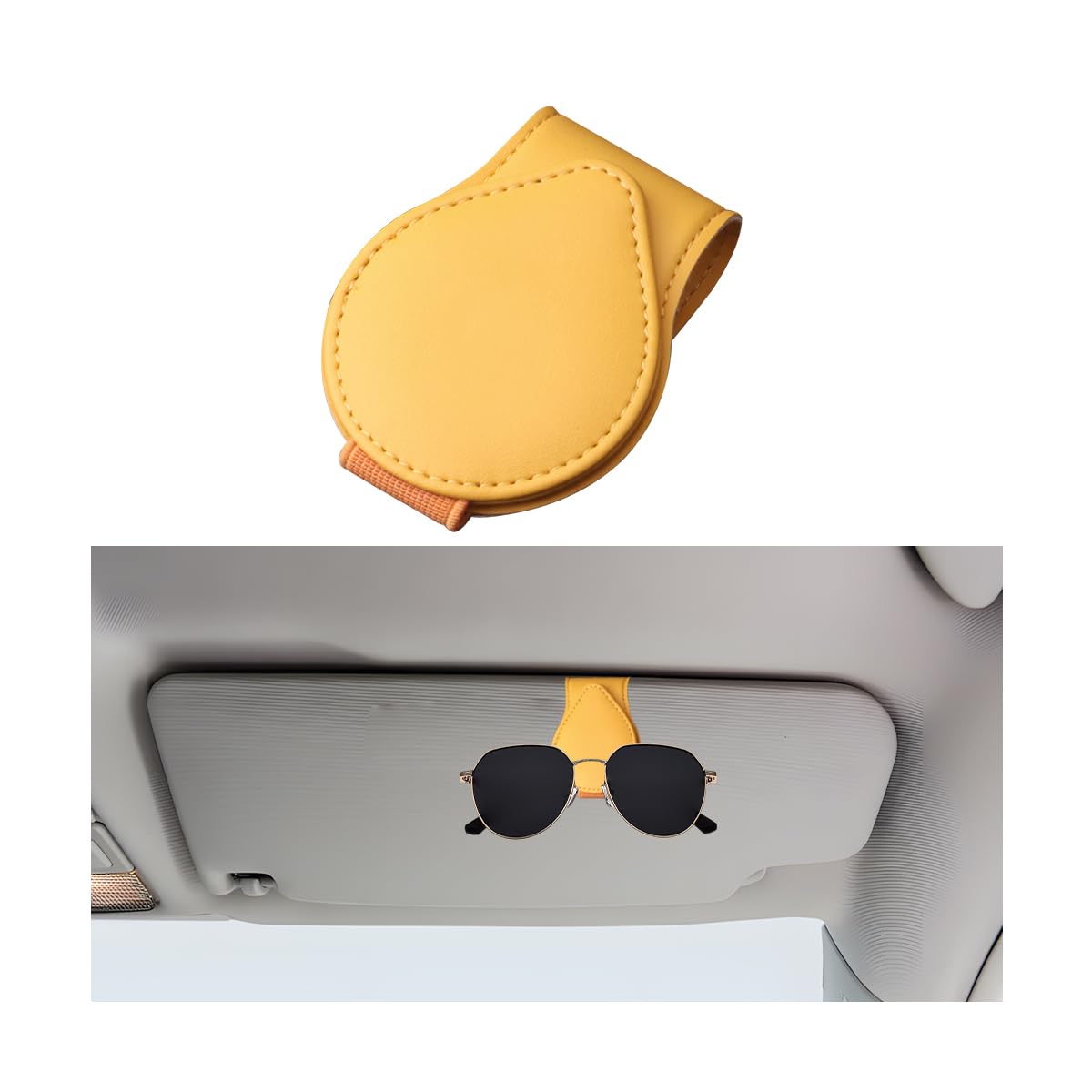 Mandark Magnetic Sunglass Holder for Car Visor, Leather Vehicle Eyeglass Hanger Clip, Automotive Interior Ticket Card Glasses Organizer Clamp