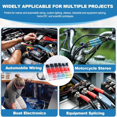 350W Mini Heat Gun Kit with 300pcs Solder Seal Wire Connectors & 3:1 Waterproof Heat Shrink Tubing 2-Temp Max 662°F Portable Hot Air Gun, Electrical Repair Tool Set for Automotive, Marine & DIY Crafts — view 7
