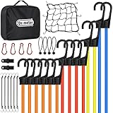 Bungee Cords with Hooks, Dr.meter 32pc Heavy Duty Bungee Cords Assortment, Includes 10'', 18'', 24'', 32'', 40'' Bungee Cords Set with 4 Canopy/Tarp Ball Ties, Cargo Net and Storage Bag