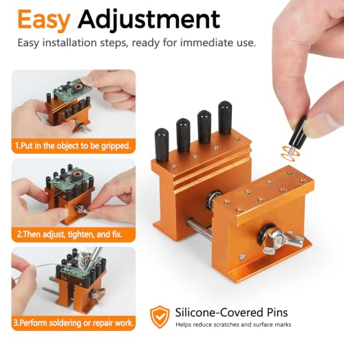 Image of Mini Bench Vise with 8 Adjustable Pins, Precision Hobby Helping Hands Vise