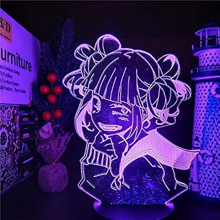 My Hero Academia LED Night Light 3D Illusion Anime Character Hiimiko Toga Lamp USB Remote Control 16 colors Led Lights with Touch Switch Desk Lamp Home Bedroom Decoration for Kids Boys Girls Gift