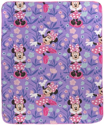 Jay Franco Kids Plush Throw Blanket Soft & Cozy Fleece Throw for Bedroom & Couch Dcor Official Licensed Product Purple - Minnie Mouse 40x50 - Travel Blanket