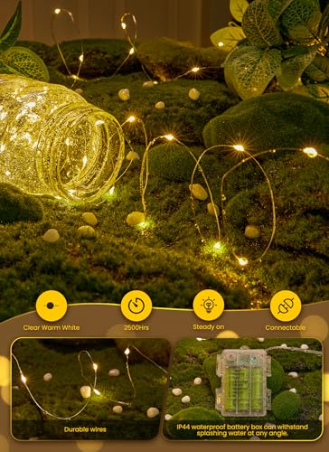 Minetom Fairy Lights Battery Operated with Remote, 33Ft 100 LED Waterproof String Lights Indoor Outdoor, Starry Twinkle  - Additional View