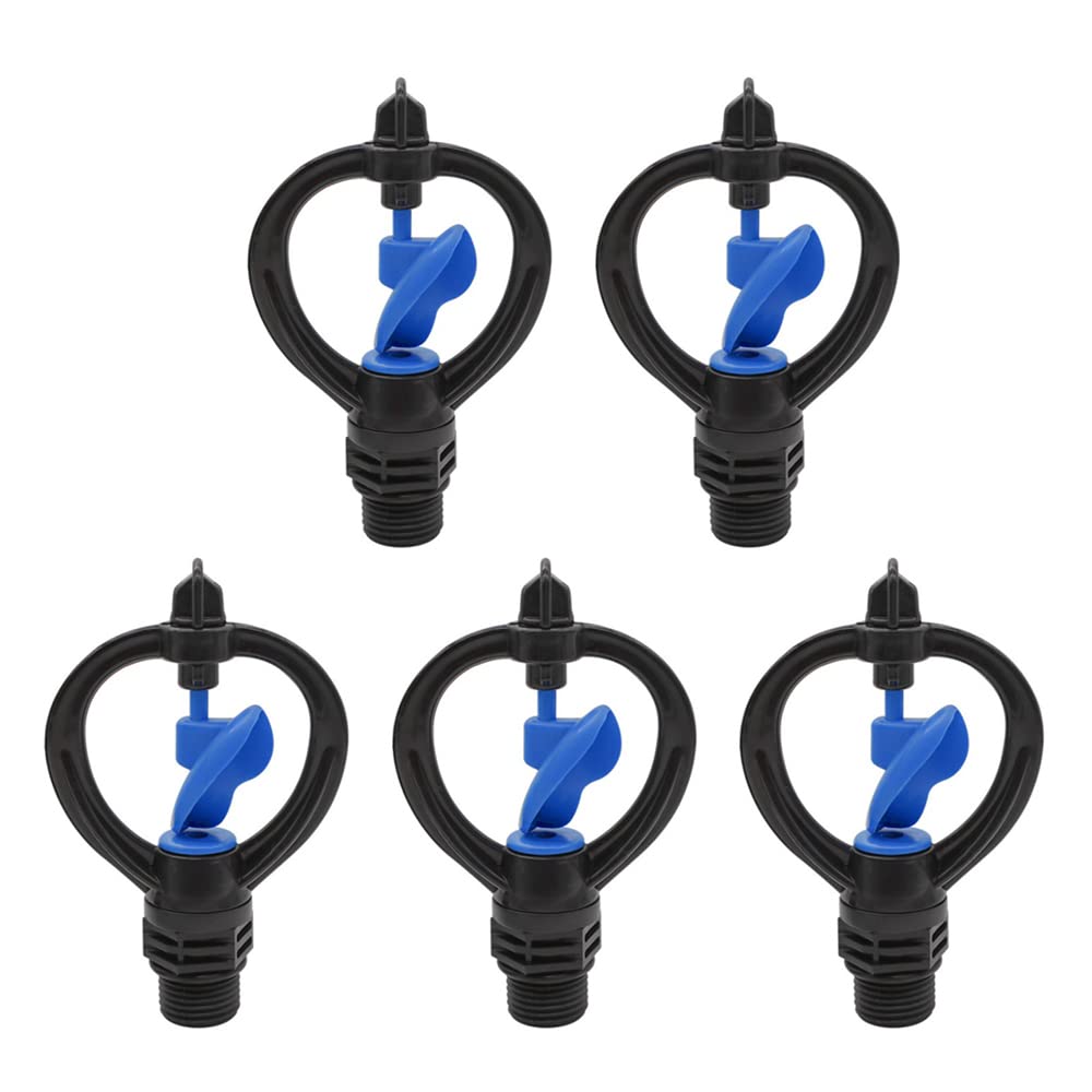 5 Cabezales de aspersor, aspersores de jardín, Cabezal de pulverización de Agua, riego de césped, Cabezal de riego Giratorio, Herramienta de riego de aspersor de Agua, 1/2 Pulgada, 360 Grados