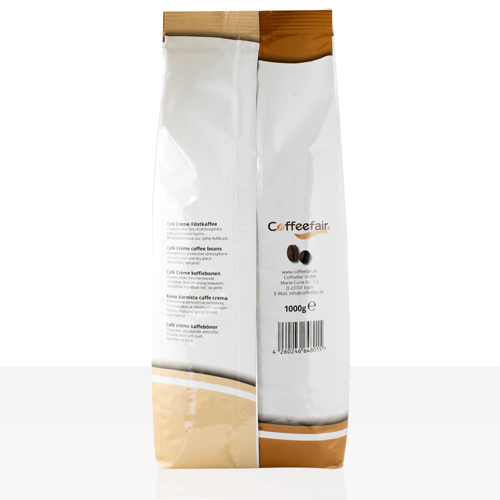 Coffeefair Cafe Creme Kaffeebohnen in Barista Qualität 8 x 1kg Karton für Kaffeevollautomaten, Mischbohne für Kaffee oder Espresso verwendbar, schonende Trommelröstung
