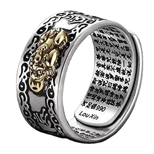 Feng Shui Ring Verstellbarer Pixiu Ring Glücksreichtumsring Verstellbares Pixiu Amulett Glücksring Mantra Schutz Reichtumsring Für Damen Herren Cover