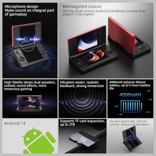 Image of RG DS Android 14 System Flip Handheld Game Console Anbernic RG DS Dual Screen 4 inch Resolution 640 * 480 OCA Full Touch Screen Built-in Hall Chip 4000mAh [Android]