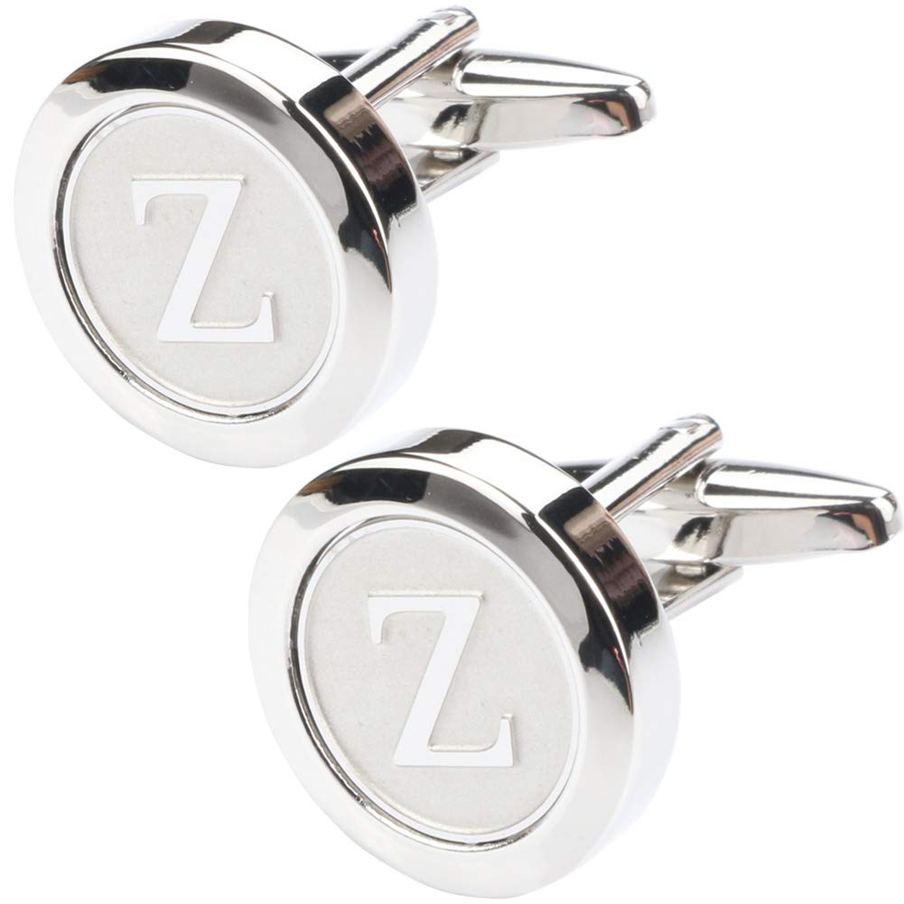 Mens Classic Stainless Steel Initial Cufflinks 26 Alphabet Initial Letter Cufflinks Business Wedding Shirts A-Z