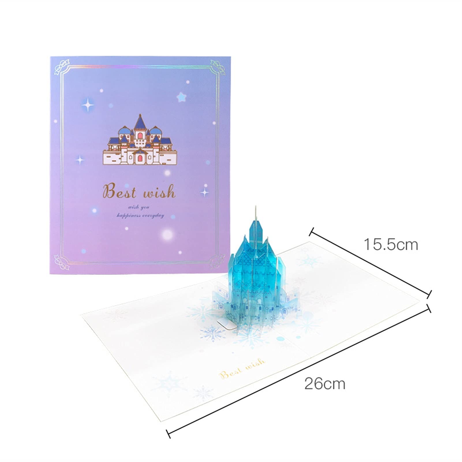 Grußkarte Geburtstagskarten 3d handgefertigte hohle Schnitzerei PVC Traum Kristall Castle Pop Up Papier Grußkarten Best Wunsch Postkarte Kinder Geburtstagsfeiergeschenk Geburtstagskarte