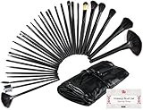 Beauty Bon 32 Piece Makeup Brush Set with Wood Handles