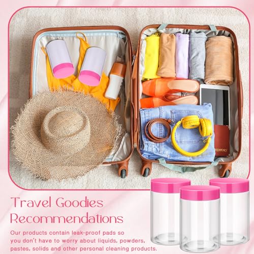 Image of Patelai 4 Pcs Plastic Jars Wide Mouth with Lids,4 Ounce,Pink