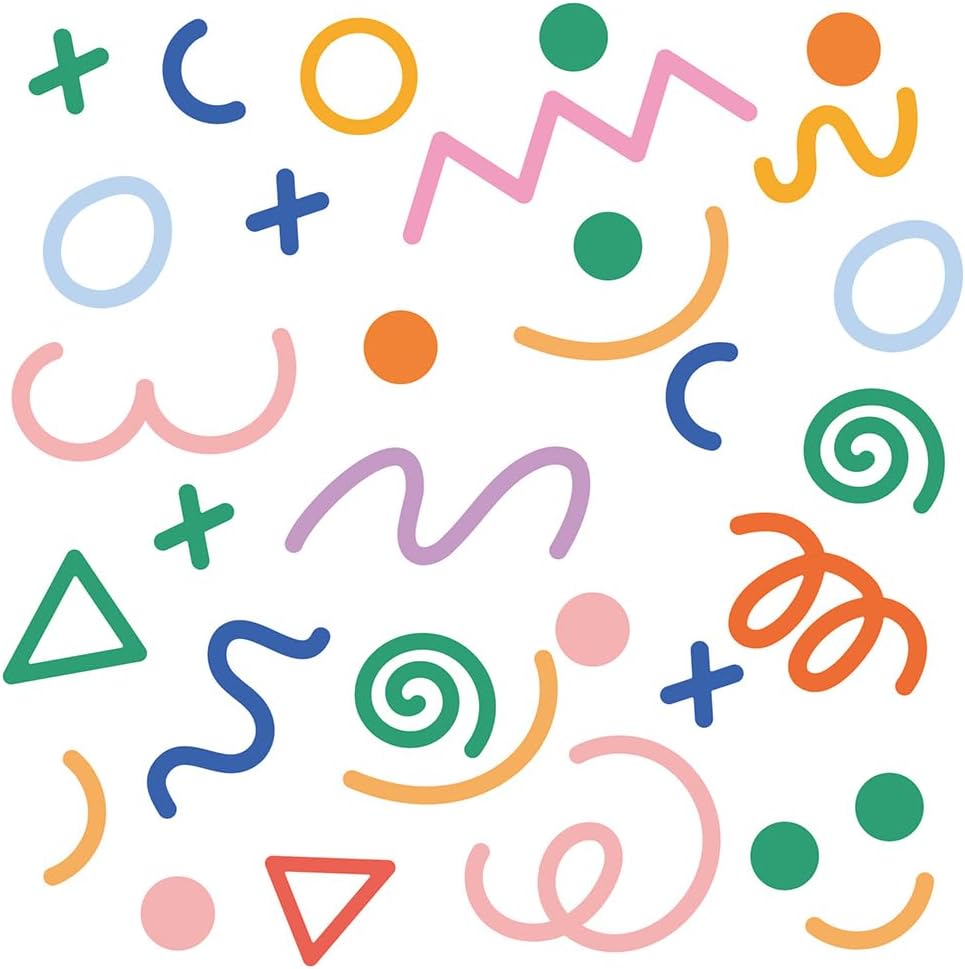200 PCS Colorful Abstract Geometric Wall Decals, 10 Sheets Peel & Stick Removable Vinyl Wall Stickers, Mixed Size Shapes (1.8–5.7 in) for Nursery, Kids Room, Bedroom, Playroom & Modern Home Decor