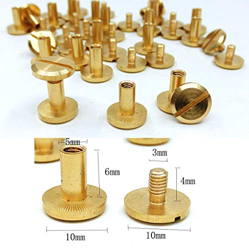 DANCEPANDAS Chicago inbindschroeven Zuiver koper Metaal Ronde kruiskopnagels Platte bevestigingen voor lederen boek… - Afbeelding 3