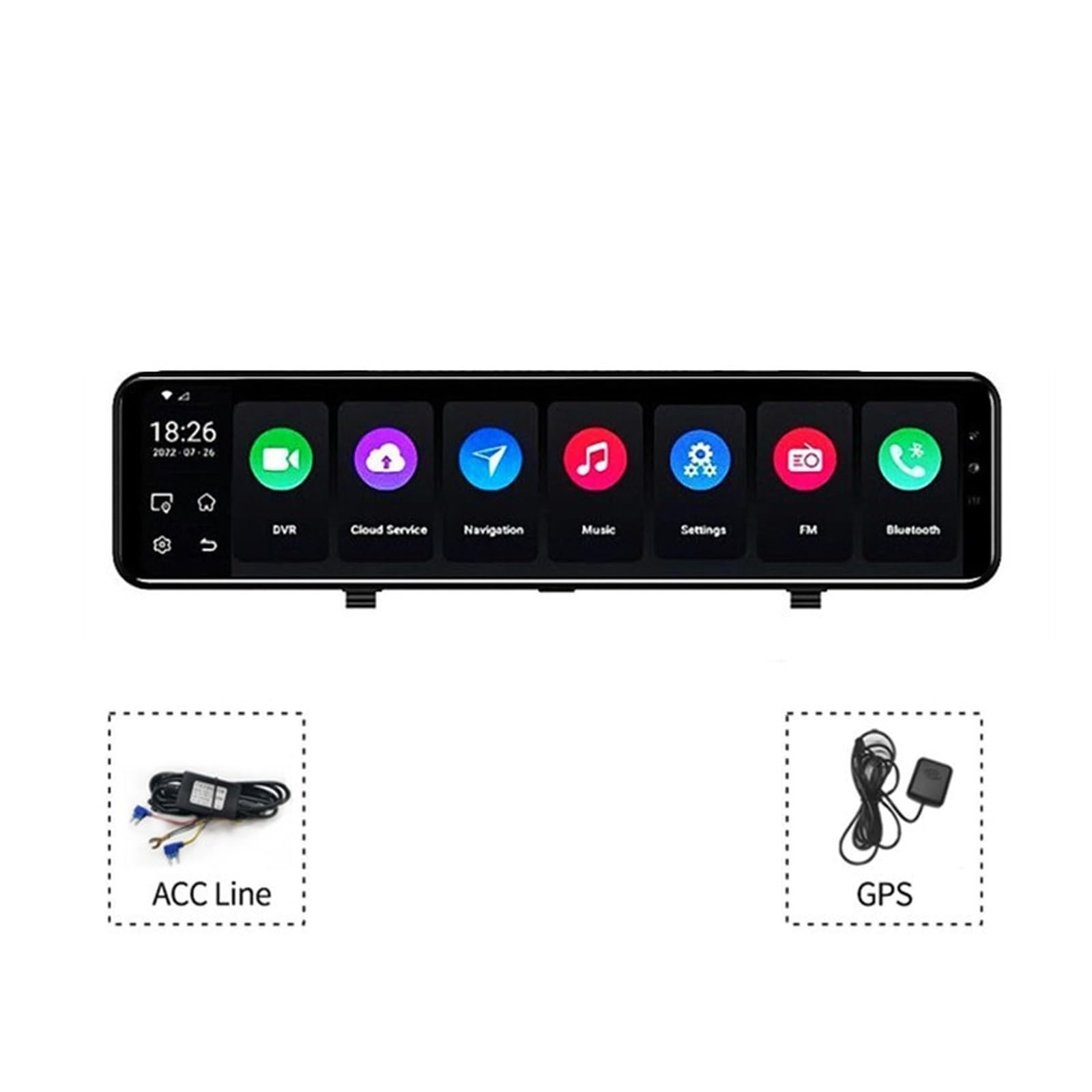 12 Cal samochodowe lusterko wsteczne rejestrator samochodowy nawigacja GPS kamera samochodowa wideorejestrator Nagrywanie W RozdzielczośCi Ultra Hd(H33A11D,None)