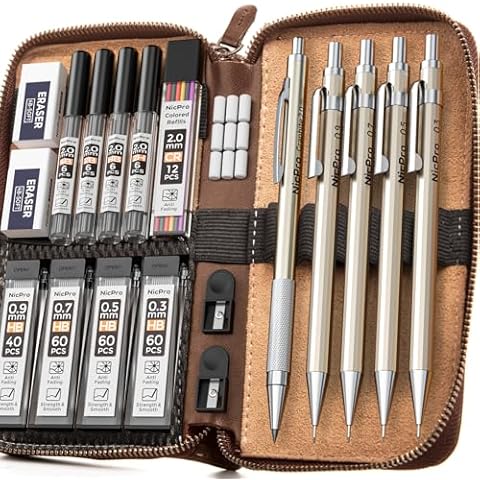 Nicpro 23PCS Metal Mechanical Pencil Set Cover