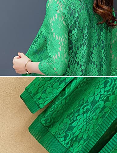 Image of Xunger Women's 3 /4 Sleeve Lace Cardigan Casual Open Front Floral Lace Shrug Summer Cover Up