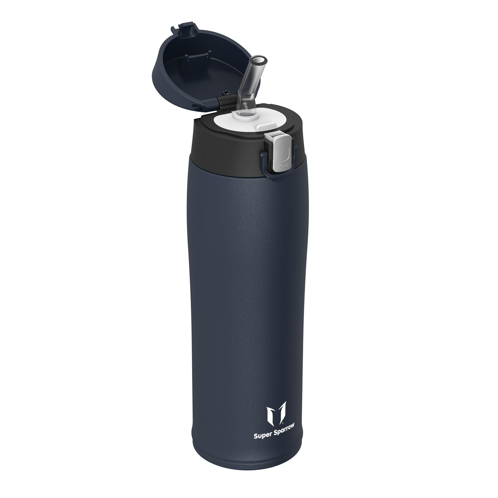 Super Sparrow Borraccia Termica Cannuccia, Borraccia in Acciaio Inox - 350ml, 500ml, 750ml - Senza BPA Tazza Borracce Termiche, Bottiglia Termica per Bambini, Scuola, Sportiva