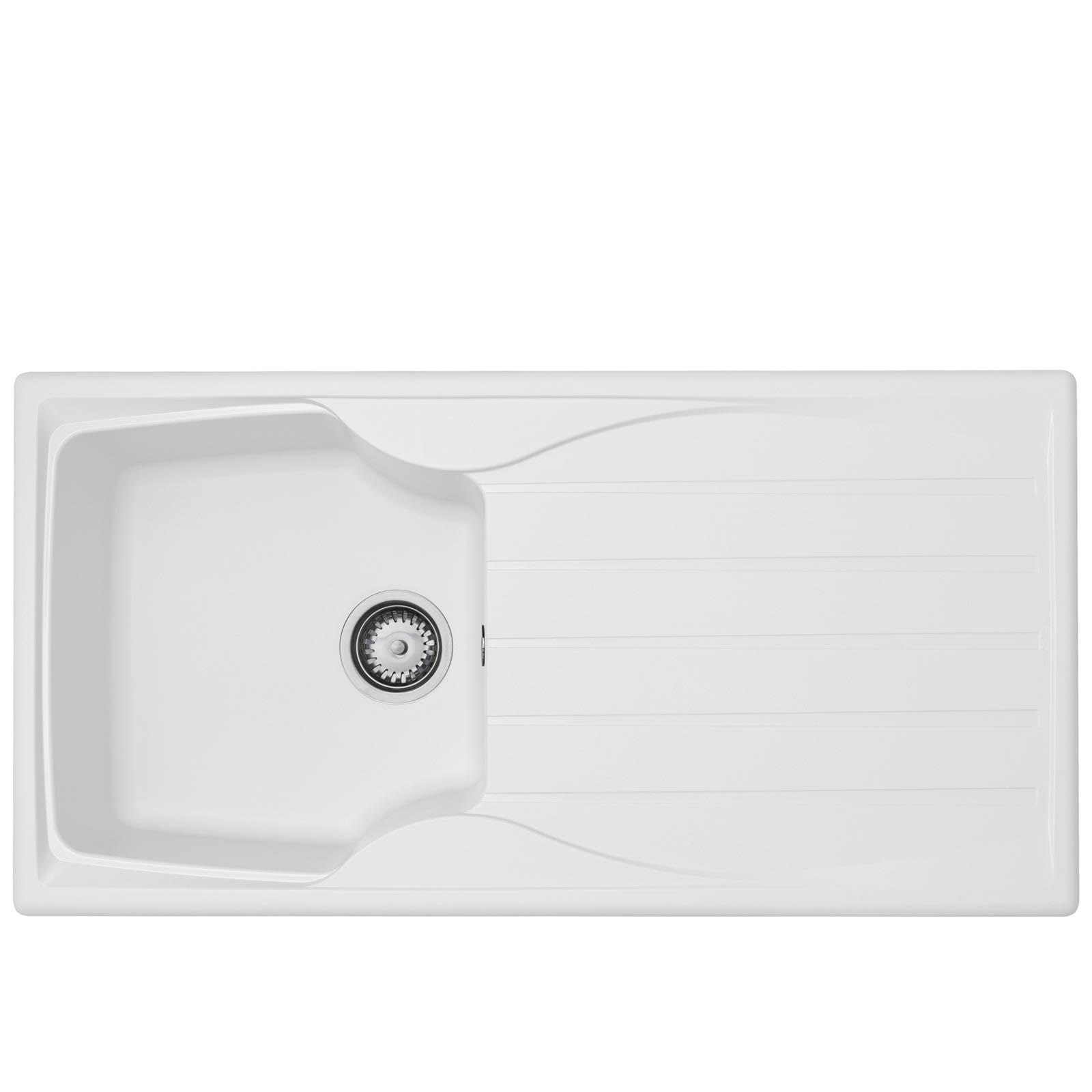Liquida White Cmp10wh 1.0 Bowl Reversible Kitchen Sink And Waste Kit